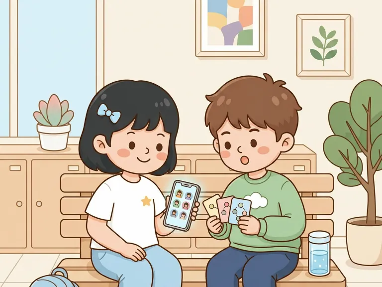 Two students on campus looking at a phone photo and introducing a friend.